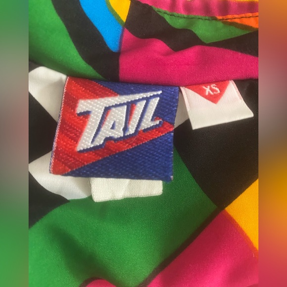Tail Vintage 80s Tennis Zip Up Jacket Vibrant Neon Op Art Color Block Print - XS - Picture 6 of 6